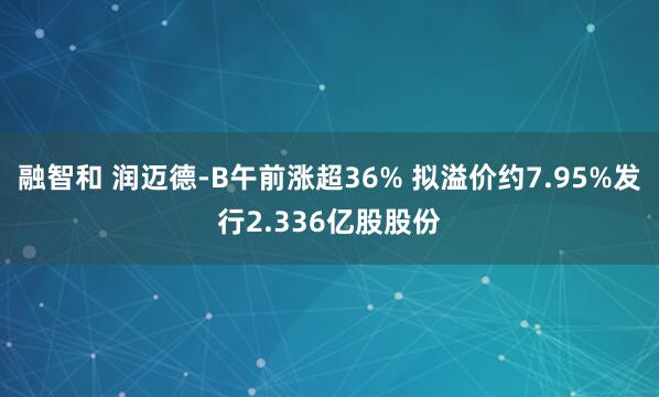 融智和 润迈德-B午前涨超36% 拟溢价约7.95%发行2.336亿股股份